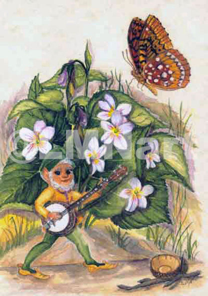 "Wee Folk with Violets" Notecards