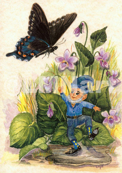 "Wee Folk with Violets" Notecards