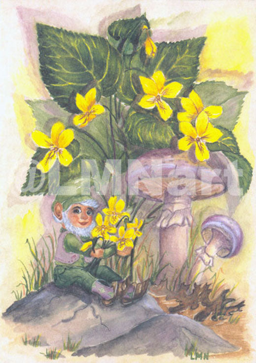 "Wee Folk with Violets" Notecards